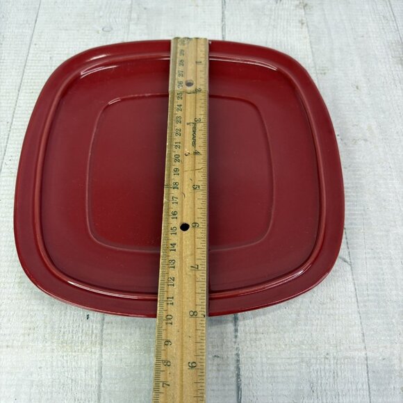 Home Trends CANOPY RED Cranberry Embossed Square Porcelain Salad Plates Set of 4 - Picture 11 of 16